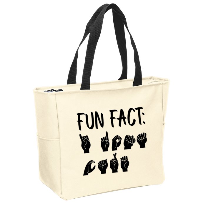 Funny ASL American Sign Language Fun Fact Zip Tote Bag
