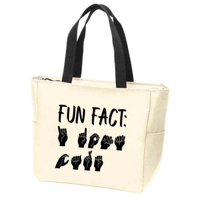Funny ASL American Sign Language Fun Fact Zip Tote Bag