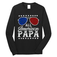 Funny All American Papa Sunglasses USA 4th Of July Long Sleeve Shirt