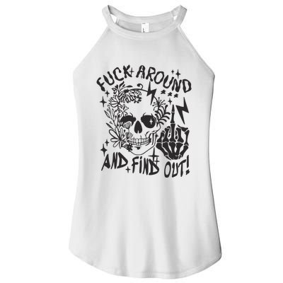 Fuck Around And Find Out Snarky Adult Humor Floral Skull Skeleton Women’s Perfect Tri Rocker Tank