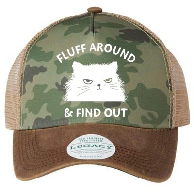 Fluff Around And Find Out Funny Cat Adult Humor Cool Gift Legacy Tie Dye Trucker Hat