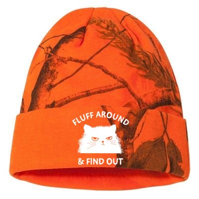 Fluff Around And Find Out Funny Cat Adult Humor Cool Gift Kati Licensed 12" Camo Beanie