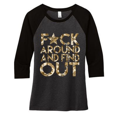 Fuck Around And Find Out FAFO F Around And Find Out Women's Tri-Blend 3/4-Sleeve Raglan Shirt