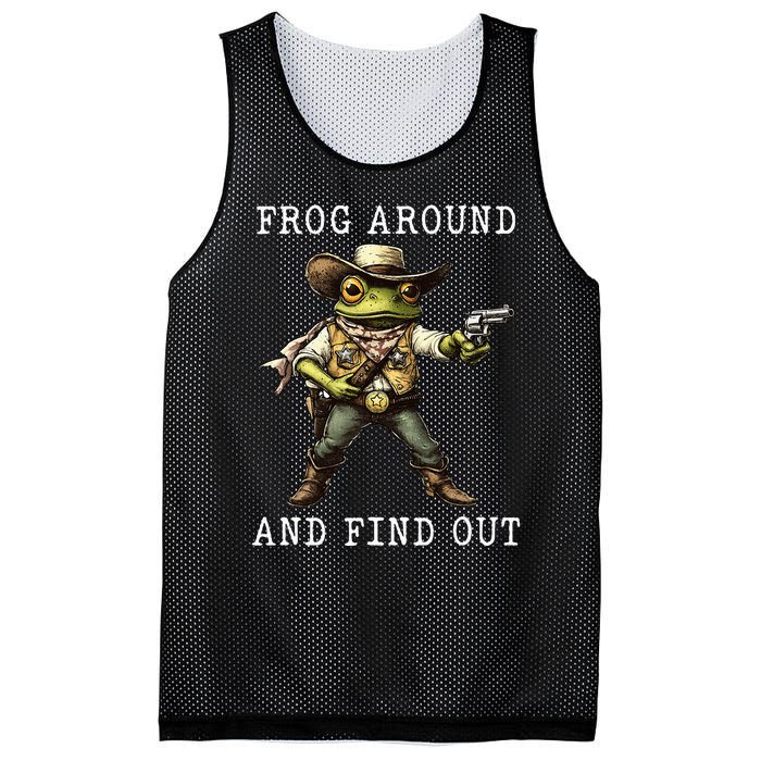 Frog Around And Find Out Funny Frog Cowboy Vintage Mesh Reversible Basketball Jersey Tank