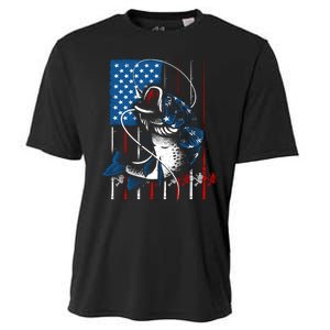 Fishing Art American Flag Usa Fishing Lover Cooling Performance Crew T-Shirt