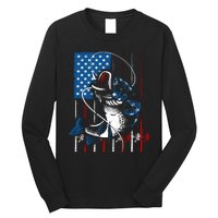 Fishing Art American Flag Usa Fishing Lover Long Sleeve Shirt