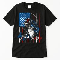 Fishing Art American Flag Usa Fishing Lover Tall T-Shirt