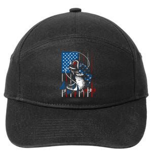 Fishing Art American Flag Usa Fishing Lover 7-Panel Snapback Hat