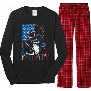 Fishing Art American Flag Usa Fishing Lover Long Sleeve Pajama Set