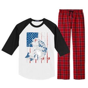 Fishing Art American Flag Usa Fishing Lover Raglan Sleeve Pajama Set