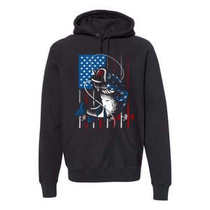 Fishing Art American Flag Usa Fishing Lover Premium Hoodie