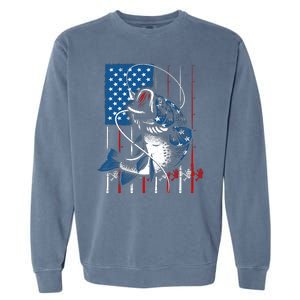 Fishing Art American Flag Usa Fishing Lover Garment-Dyed Sweatshirt