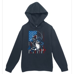 Fishing Art American Flag Usa Fishing Lover Urban Pullover Hoodie