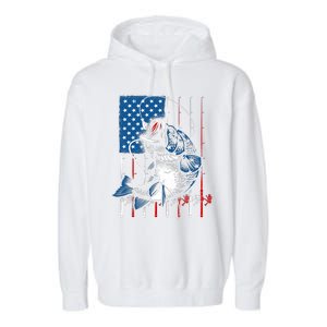 Fishing Art American Flag Usa Fishing Lover Garment-Dyed Fleece Hoodie