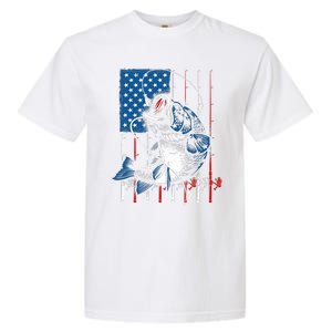 Fishing Art American Flag Usa Fishing Lover Garment-Dyed Heavyweight T-Shirt