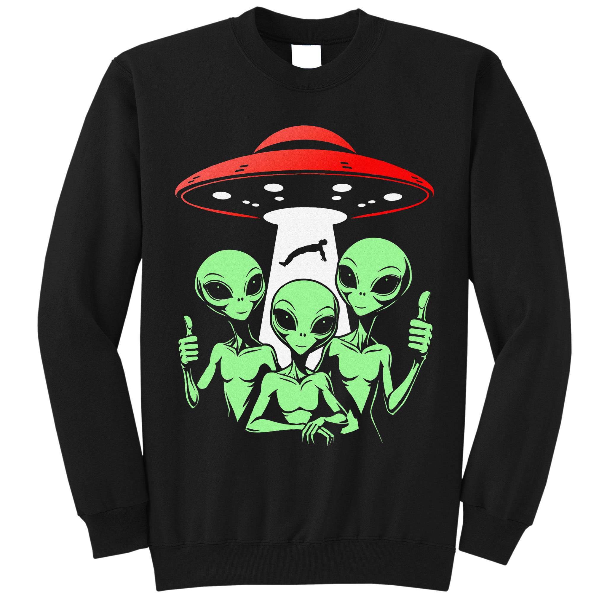Funny Alien Abduction Selfie Alien Vacation Fishing Trip Tall Sweatshirt