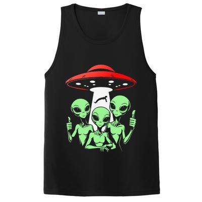 Funny Alien Abduction Selfie Alien Vacation Fishing Trip PosiCharge Competitor Tank