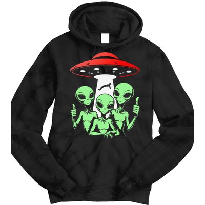 Funny Alien Abduction Selfie Alien Vacation Fishing Trip Tie Dye Hoodie