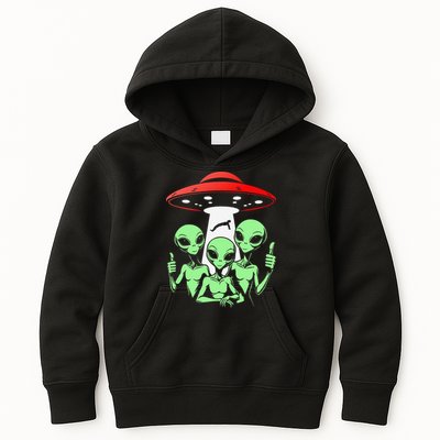 Funny Alien Abduction Selfie Alien Vacation Fishing Trip Kids Hoodie