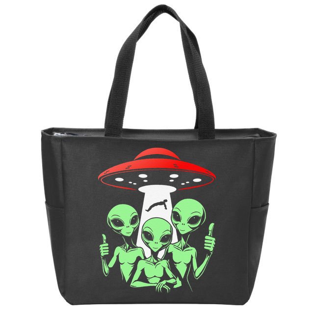 Funny Alien Abduction Selfie Alien Vacation Fishing Trip Zip Tote Bag