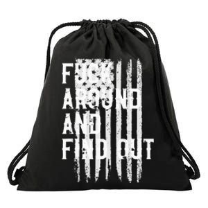 Fuck Around And Find Out American Flag 4th Of July FAFO Drawstring Bag