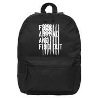 Fuck Around And Find Out American Flag 4th Of July FAFO 16 in Basic Backpack