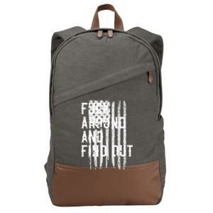 Fuck Around And Find Out American Flag 4th Of July FAFO Cotton Canvas Backpack