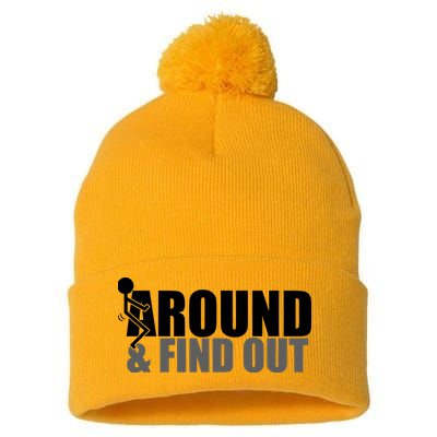 F Around And Find Out Funny Pom Pom 12in Knit Beanie