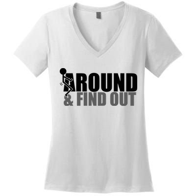 F Around And Find Out Funny Women's V-Neck T-Shirt