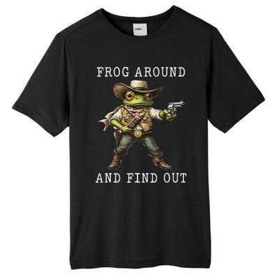 Frog Around And Find Out Funny Frog Cowboy Vintage Women Tall Fusion ChromaSoft Performance T-Shirt