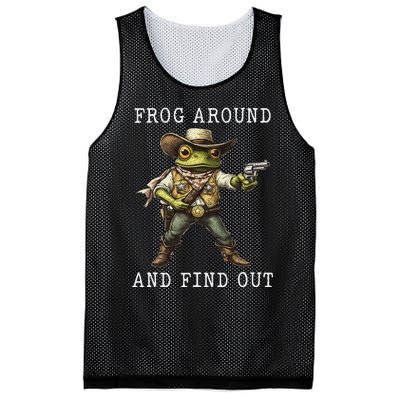 Frog Around And Find Out Funny Frog Cowboy Vintage Women Mesh Reversible Basketball Jersey Tank