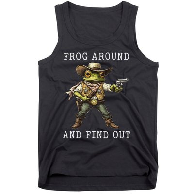 Frog Around And Find Out Funny Frog Cowboy Vintage Women Tank Top