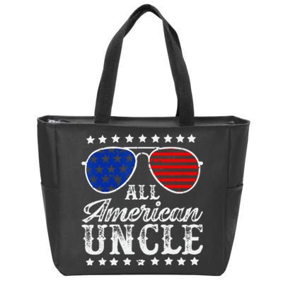 Funny All American Uncle Sunglasses USA 4th Of July Zip Tote Bag