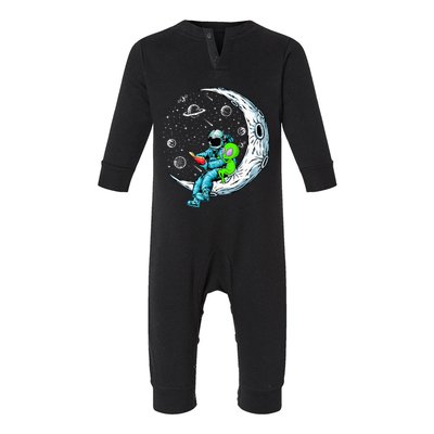 Funny Alien & Astronaut Reads Book Outer Space Book Readers Infant Fleece One Piece