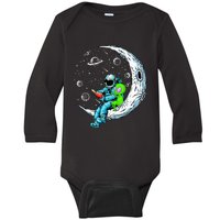 Funny Alien & Astronaut Reads Book Outer Space Book Readers Baby Long Sleeve Bodysuit