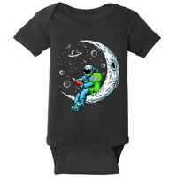 Funny Alien & Astronaut Reads Book Outer Space Book Readers Baby Bodysuit