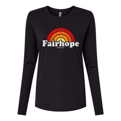 Fairhope Alabama Al Vintage 70s Retro Rainbow Design Womens Cotton Relaxed Long Sleeve T-Shirt