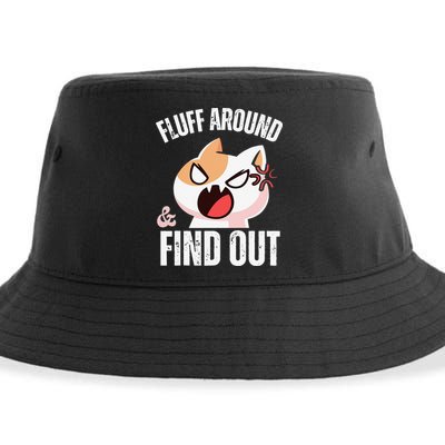 Fluff Around And Find Out Funny Sarcastic Cat Lady Sustainable Bucket Hat