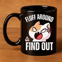 Fluff Around And Find Out Funny Sarcastic Cat Lady 11oz C Handle Ceramic Mug