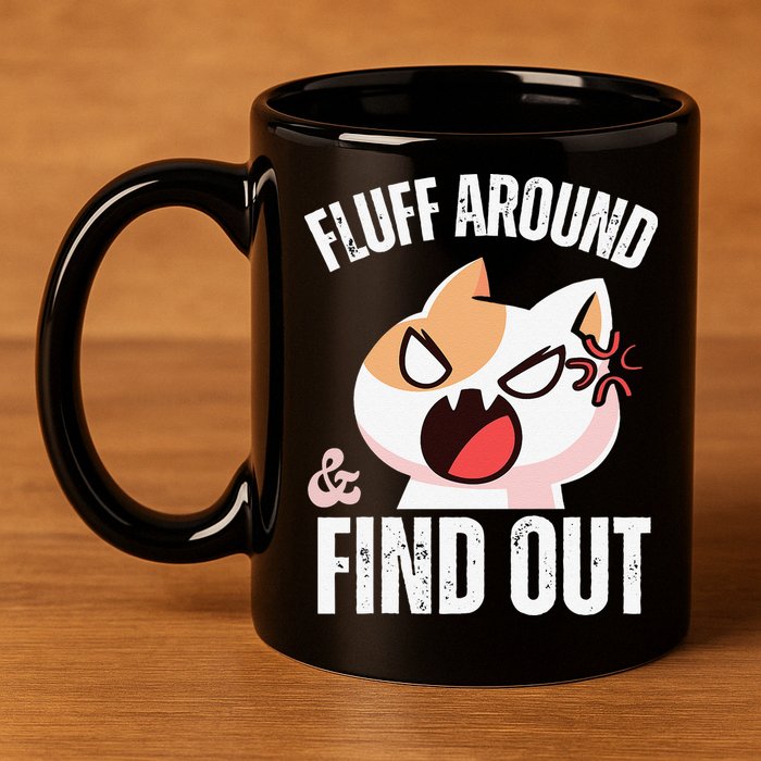 Fluff Around And Find Out Funny Sarcastic Cat Lady 11oz C Handle Ceramic Mug