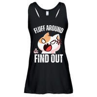 Fluff Around And Find Out Funny Sarcastic Cat Lady Ladies Essential Flowy Tank