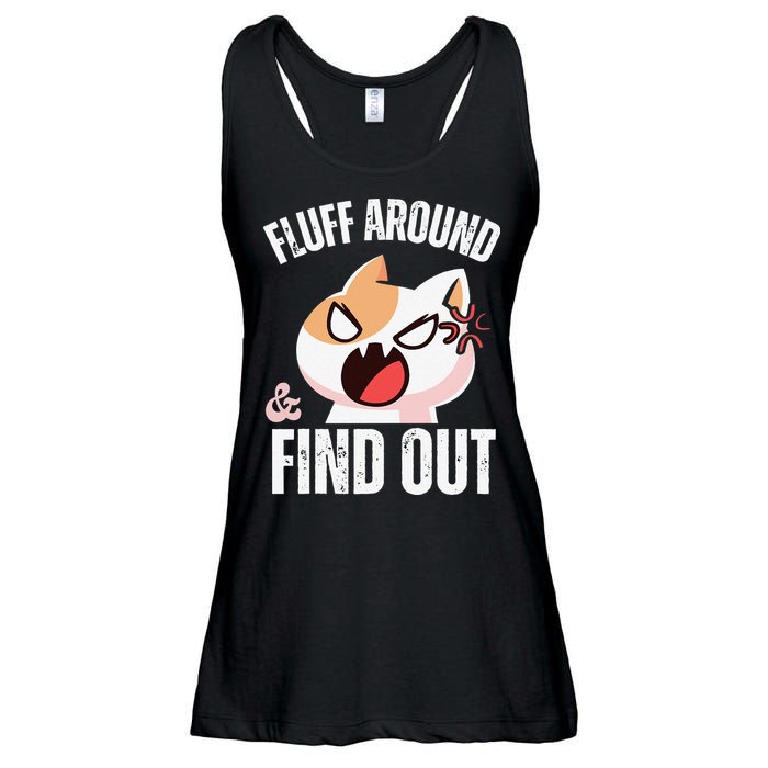 Fluff Around And Find Out Funny Sarcastic Cat Lady Ladies Essential Flowy Tank