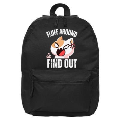 Fluff Around And Find Out Funny Sarcastic Cat Lady 16 in Basic Backpack