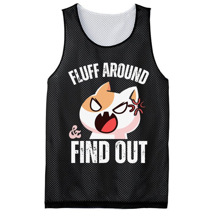 Fluff Around And Find Out Funny Sarcastic Cat Lady Mesh Reversible Basketball Jersey Tank