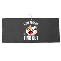 Fluff Around And Find Out Funny Sarcastic Cat Lady Large Microfiber Waffle Golf Towel
