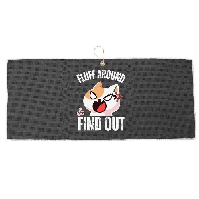 Fluff Around And Find Out Funny Sarcastic Cat Lady Large Microfiber Waffle Golf Towel