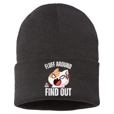 Fluff Around And Find Out Funny Sarcastic Cat Lady Sustainable Knit Beanie