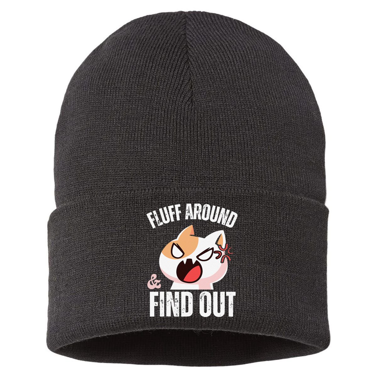 Fluff Around And Find Out Funny Sarcastic Cat Lady Sustainable Knit Beanie
