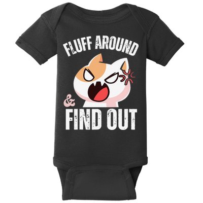 Fluff Around And Find Out Funny Sarcastic Cat Lady Baby Bodysuit
