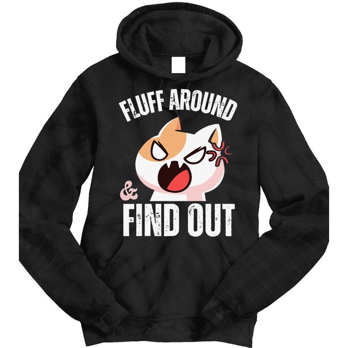 Fluff Around And Find Out Funny Sarcastic Cat Lady Tie Dye Hoodie